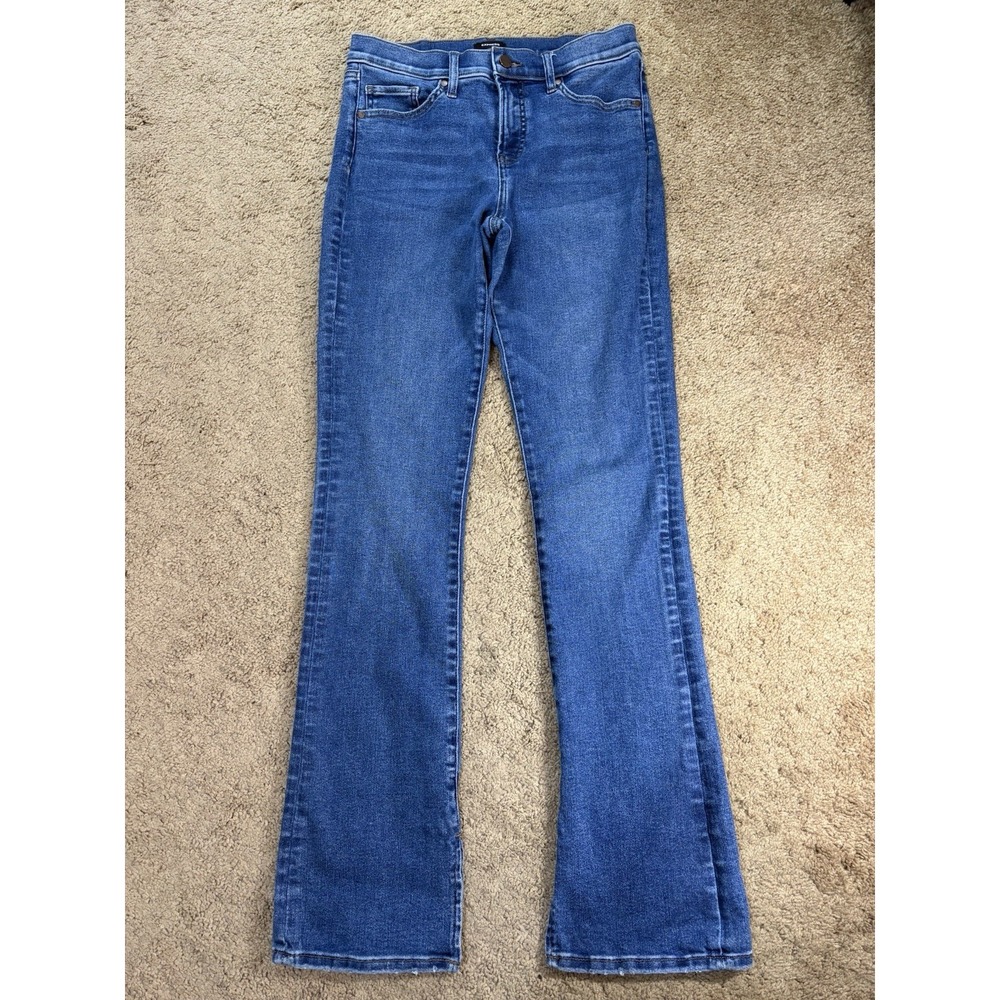 Express Skyscraper Mid-Rise Jeans Women 6R Blue Denim Straight Leg Boho Preppy